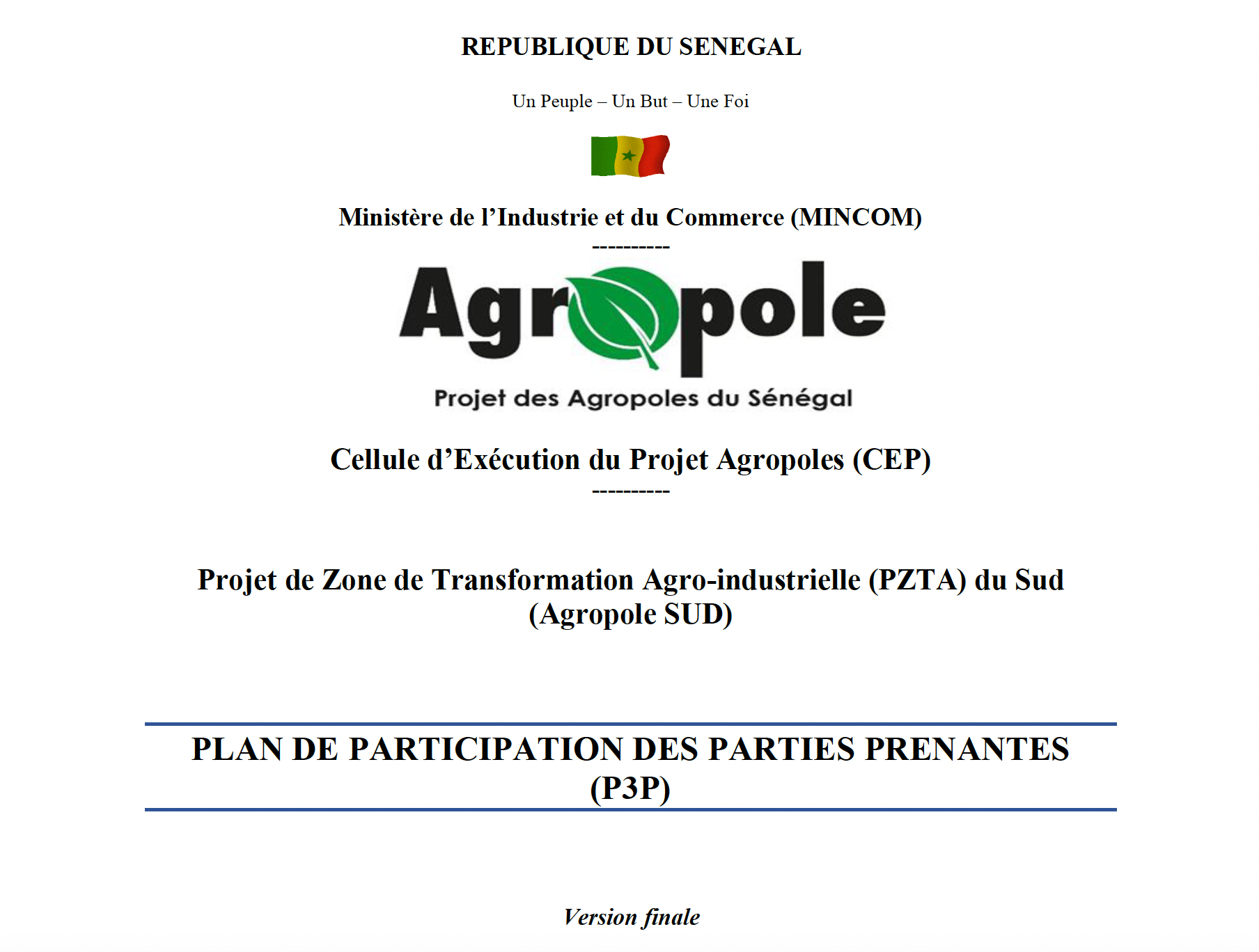 Plan de Participation des Parties Prenantes (P3P) dans le cadre de la mise en œuvre du Projet PZTA-Sud